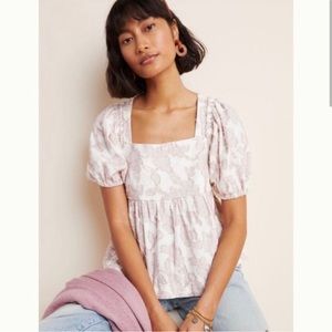 Anthropologie Maeve Batía Textured Babydoll Top